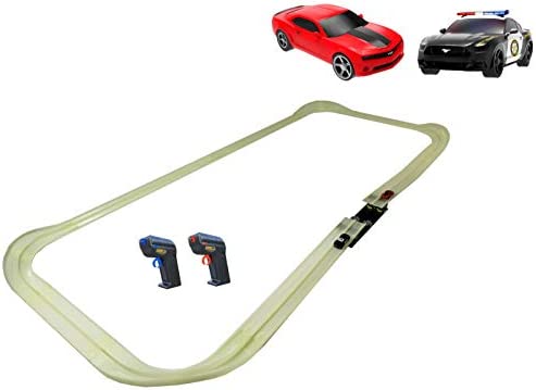 Mote Control Cordless Glow In The Dark High-Speed Super Loop Speedway Track Set With Two Cars For Dual Racing Glow Blue Blue Glow - Interactive Racing Play Set