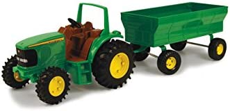 TOMY John Deere Kids Tractor Toy With Flarebox Wagon Set 8 Inches - Detailed Work Vehicle Toy