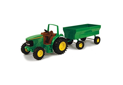 TOMY John Deere Kids Tractor Toy With Flarebox Wagon Set 8 Inches - Detailed Work Vehicle Toy