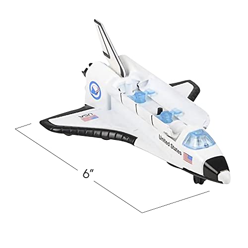 Light Up Space Shuttle Toy 1PC Battery Operated Spaceship Toy With LEDs Sounds And Pullback Motion Outer Space Party Decoration Great Space Gifts For Boys And Girls 6 Inches - Rocket Adventure Collection