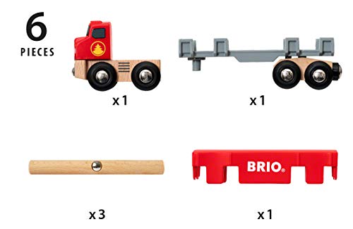 World 33657 – Lumber Truck – 6 Piece Wooden Toy Train For Kids Ages 3 And Up Grey - Train Adventure Collection