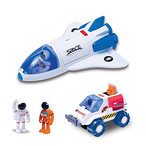 Stro Venture Space Playset – Toy Space Shuttle & Space Rover With Lights And Sound & 2 Astronaut Figurine Gift Toys For Boys And Girls - Rocket Adventure Collection