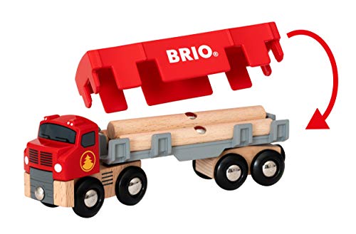 World 33657 – Lumber Truck – 6 Piece Wooden Toy Train For Kids Ages 3 And Up Grey - Train Adventure Collection