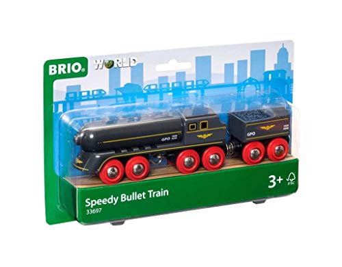 RIO World 33697 – Speedy Bullet Train – 2 Piece Wooden Toy Train Set For Kids Age 3 And Up - Train Adventure Collection