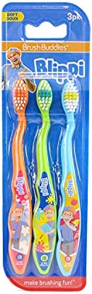 Thomas The Train & Friends Soft Toothbrushes 3 Pack Brush Buddies (Blue Yellow Red) - Train Adventure Collection