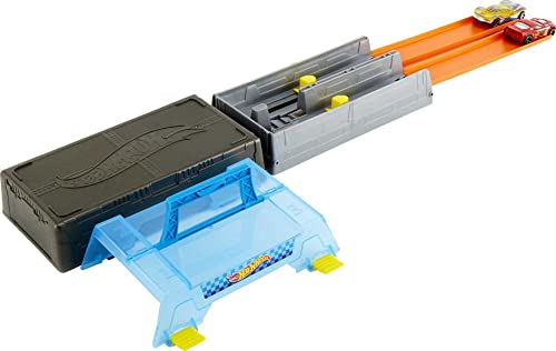 Discount Race Case Track Set With 2 Hot Wheels Cars Dual Launcher For Side-By-Side Racing Storage Container Toy For Kids 4 Years Old & Up - Interactive Racing Play Set