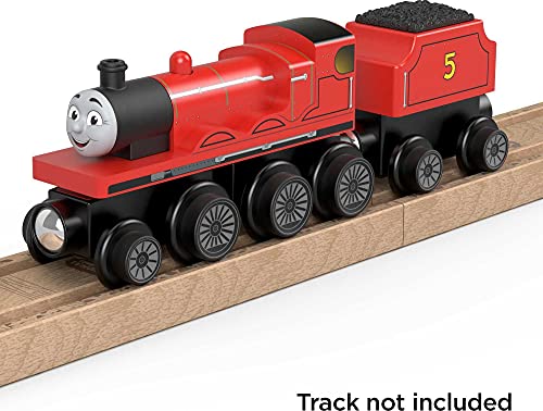 Cheap Wooden Railway James Engine And Coal Car Push-Along Train Made From Sustainably Sourced Wood For Kids 2 Years And Up - Train Adventure Collection