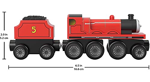 Cheap Wooden Railway James Engine And Coal Car Push-Along Train Made From Sustainably Sourced Wood For Kids 2 Years And Up - Train Adventure Collection