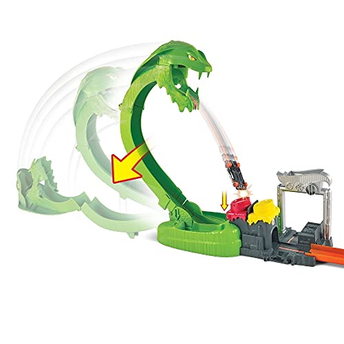 Deals Toxic Snake Strike Challenge Play Set With Slime For Kids 5 Years Old & Up Includes One 1:64 Scale Hot Wheels Vehicle Connects To Other Sets Single Or Multicar Play - Interactive Racing Play Set
