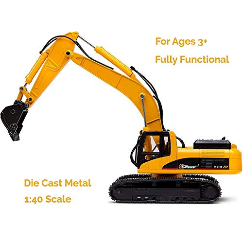 Excavator Toy Trucks Construction Toys Excavator Toys For Boys Diecast Metal Truck Toy Kids Tractor Toys 1:40 Scale Great Toddler Toys For 8 Year Old Boys And U - Detailed Work Vehicle Toy