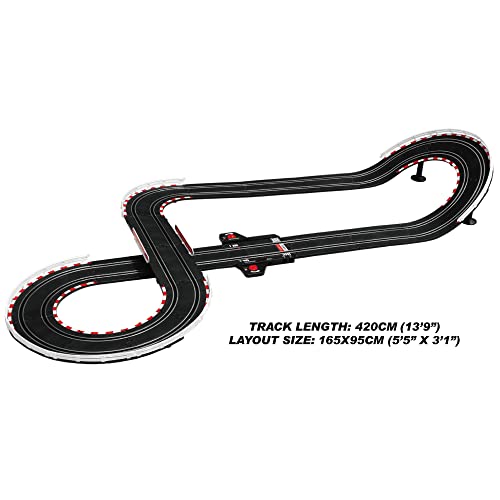 Super 251 USB Power Slot Car Racing Set LED Headlights Strong Magnetic Base Mechanical Lap Counter & Powerbase Integrated As Combo Track For Ages 8 And Up - Interactive Racing Play Set