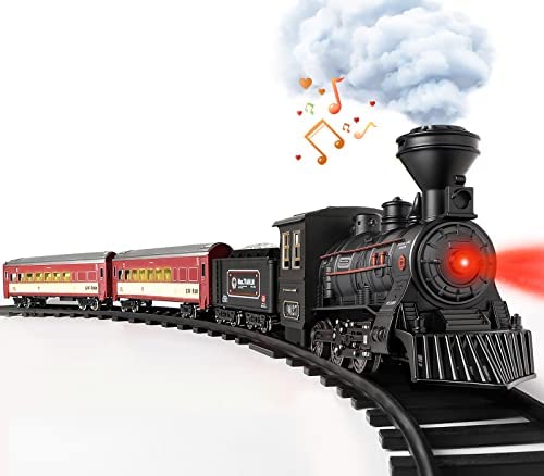 Cheap Train Set – Train Toy For Boys Girls W/ Smokes Lights & Sound Railway Kits W/ Steam Locomotive Engine Cargo Cars & Tracks Christmas Gifts For 3 4 5 6 7 8+ Year Old Kids Red - Train Adventure Collection