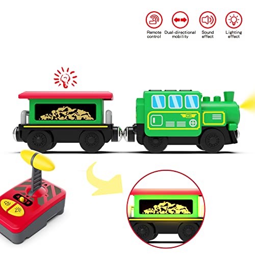 Budget Wooden Train Accessories Battery Operated Locomotive Train Remote Control Train For Track Set Powerful Engine Train Vehicles Fit All Major Brands Track Railway System (Battery Not Included) - Train Adventure Collection