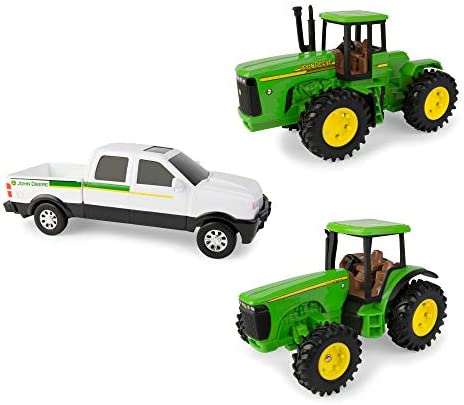 TOMY John Deere Kids Tractor Toy With Flarebox Wagon Set 8 Inches - Detailed Work Vehicle Toy