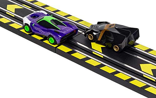 Micro Scalextric Justice League Batman Vs Joker Battery Powered 1:64 Slot Car Race Track Set G1155T Black - Interactive Racing Play Set