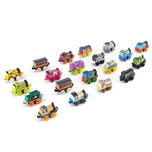 Budget MINIS Toy Train Pack Set Of 20 Miniature Push-Along Engines And Railway Vehicles For Preschool Pretend Play - Train Adventure Collection