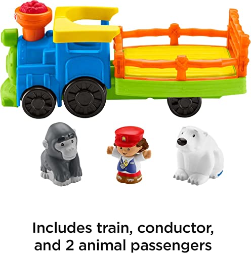 Little People Zoo Train Toy With Music And Sounds For Toddlers 1 Conductor And 2 Animal Toy Figures Choo-Choo Zoo Train - Train Adventure Collection