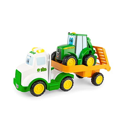 Lights & Sounds Farmin Friends Toy Hauling Set With Toy Truck And Backhoe Tractor Toy Ages 18 Months And Up - Detailed Work Vehicle Toy