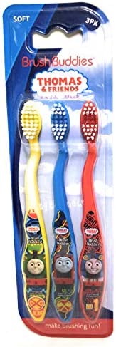 Thomas The Train & Friends Soft Toothbrushes 3 Pack Brush Buddies (Blue Yellow Red) - Train Adventure Collection