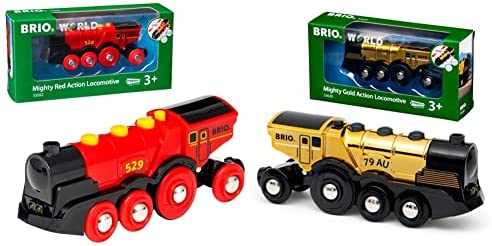 RIO World 33592 Mighty Red Action Locomotive Battery Operated Toy Train With Light And Sound Effects For Kids Age 3 And Up - Train Adventure Collection
