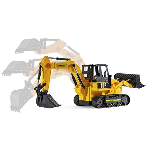 8 Channel Full Functional RC Excavator Backhoe Loader Battery Powered Electric RC Remote Control Construction Tractor With Lights & Sound TR-119 - Detailed Work Vehicle Toy