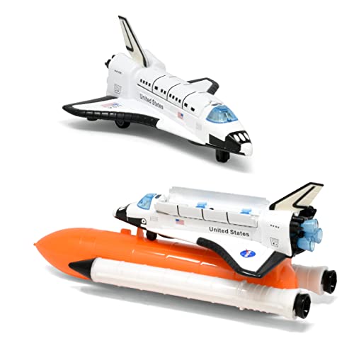 ASA Space Shuttle Toy For Kids Pretend Play 2 Piece Set Rocket Ship With Lights And Sound Diecast Spaceship For Boys Girls Toddlers - Rocket Adventure Collection