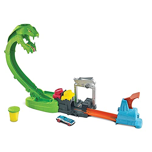 Deals Toxic Snake Strike Challenge Play Set With Slime For Kids 5 Years Old & Up Includes One 1:64 Scale Hot Wheels Vehicle Connects To Other Sets Single Or Multicar Play - Interactive Racing Play Set