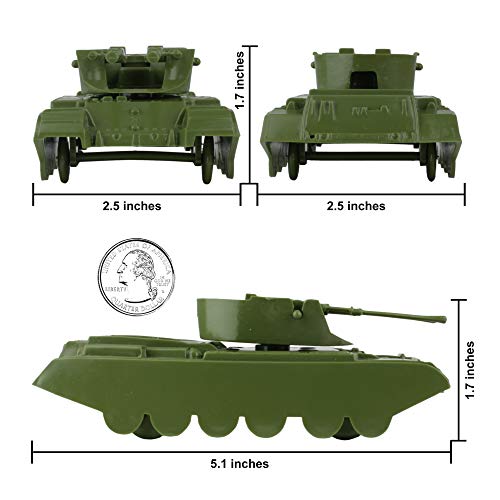 Promo Lassic Payton Anti-Aircraft Tanks – 4pc Tan Green Plastic Army Men Vehicle - Train Adventure Collection