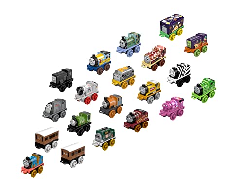 Budget MINIS Toy Train Pack Set Of 20 Miniature Push-Along Engines And Railway Vehicles For Preschool Pretend Play - Train Adventure Collection