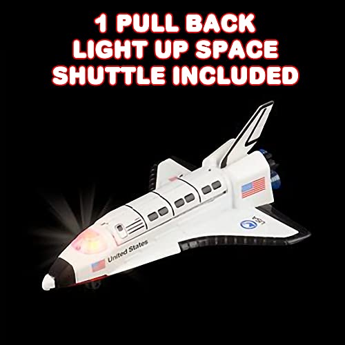 Light Up Space Shuttle Toy 1PC Battery Operated Spaceship Toy With LEDs Sounds And Pullback Motion Outer Space Party Decoration Great Space Gifts For Boys And Girls 6 Inches - Rocket Adventure Collection