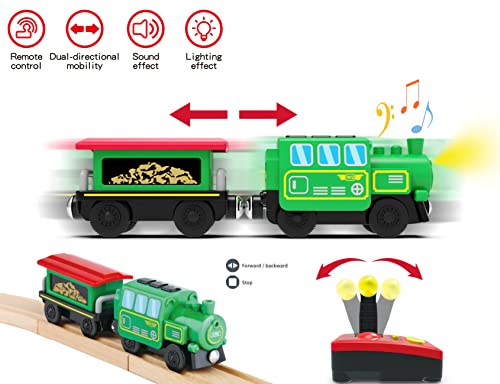 Budget Wooden Train Accessories Battery Operated Locomotive Train Remote Control Train For Track Set Powerful Engine Train Vehicles Fit All Major Brands Track Railway System (Battery Not Included) - Train Adventure Collection