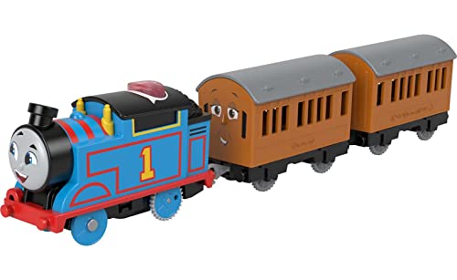 Thomas & Friends Motorized Talking Thomas Engine With Annie & Clarabel Battery-Powered Toy Train With Character Sounds And Phra - Train Adventure Collection