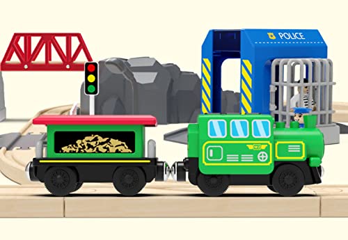 Budget Wooden Train Accessories Battery Operated Locomotive Train Remote Control Train For Track Set Powerful Engine Train Vehicles Fit All Major Brands Track Railway System (Battery Not Included) - Train Adventure Collection