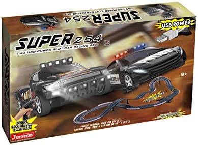 Super 251 USB Power Slot Car Racing Set LED Headlights Strong Magnetic Base Mechanical Lap Counter & Powerbase Integrated As Combo Track For Ages 8 And Up - Interactive Racing Play Set