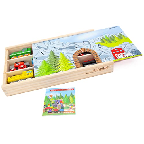 New Toys 12 (20 Pcs) Wooden Train Cars For Kids + Dual-use Wooden Box Cover/Tunnel Wooden Train Set Trains Toy Compatible With Thomas Wooden Railway Brio - Train Adventure Collection
