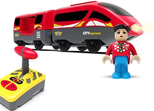 Budget Wooden Train Accessories Battery Operated Locomotive Train Remote Control Train For Track Set Powerful Engine Train Vehicles Fit All Major Brands Track Railway System (Battery Not Included) - Train Adventure Collection