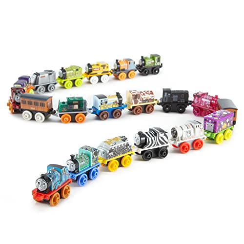 Budget MINIS Toy Train Pack Set Of 20 Miniature Push-Along Engines And Railway Vehicles For Preschool Pretend Play - Train Adventure Collection