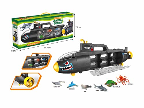 Submarine Toy Shark Car Vehicle Toy W/ 6 Sea Animals And Storage Toys For 3 4 5 6 7 Year Old Ki - Underwater Exploration Collection