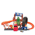 Cheap Toxic Gorilla Slam Gas Station & Tire Repair Shop Playset With Adjustable Launcher Lights & Sounds & 1 1:64 Scale Car Connects To Other Track Sets Gift For Kids 5 Years Old & Up - Interactive Racing Play Set