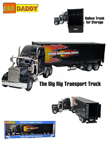 Rig Heavy Duty Tractor Trailer Transport Series Big Box Tractor Trailer (Colors May Vary) - Detailed Work Vehicle Toy