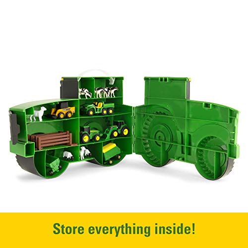 New TOMY John Deere Durable Vehicle Toy Set For Kids With Tractor Shaped Portable Carry Cas - Detailed Work Vehicle Toy