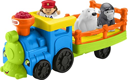 Little People Zoo Train Toy With Music And Sounds For Toddlers 1 Conductor And 2 Animal Toy Figures Choo-Choo Zoo Train - Train Adventure Collection