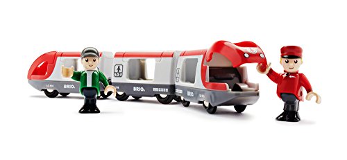 RIO World 33505 – Travel Train – 5 Piece Wooden Toy Train Set For Kids Age 3 And Up - Train Adventure Collection