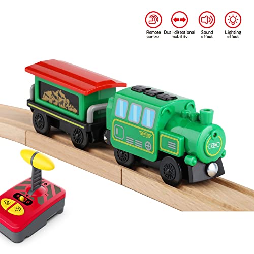 Budget Wooden Train Accessories Battery Operated Locomotive Train Remote Control Train For Track Set Powerful Engine Train Vehicles Fit All Major Brands Track Railway System (Battery Not Included) - Train Adventure Collection