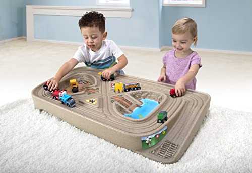 Portable Carry And Go Kids Race Track Toy Car Train Table 2-Sided No Assembly For Children 3 4 5 6 7 Years Old Boys Girls Made In USA - Interactive Racing Play Set