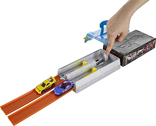 Discount Race Case Track Set With 2 Hot Wheels Cars Dual Launcher For Side-By-Side Racing Storage Container Toy For Kids 4 Years Old & Up - Interactive Racing Play Set
