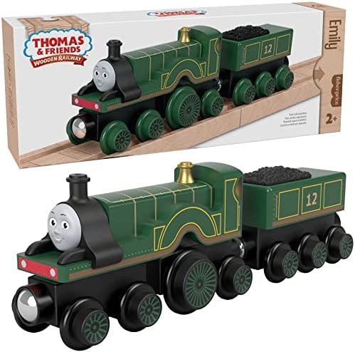 Cheap Wooden Railway James Engine And Coal Car Push-Along Train Made From Sustainably Sourced Wood For Kids 2 Years And Up - Train Adventure Collection