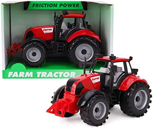Friction Powered Farm Tractor With Opening Bonnet (Pink) - Detailed Work Vehicle Toy