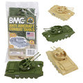 Promo Lassic Payton Anti-Aircraft Tanks – 4pc Tan Green Plastic Army Men Vehicle - Train Adventure Collection