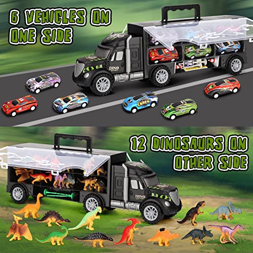 Dinosaur Toys For Kids 3-5 Dinosaur Truck Carrier Transport Truck Dinosaurs Toys For Boys And Girls 3 4 5 6 Years Old With Dino Eggs 23 Pcs Kids Toys Dinosaur - Interactive Racing Play Set